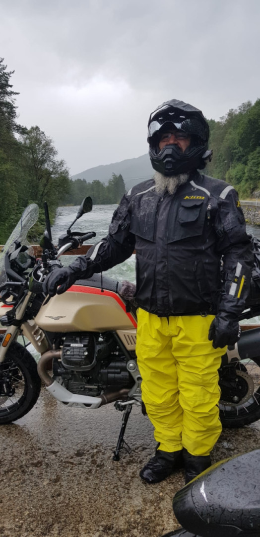 In the woods with Moto Guzzi