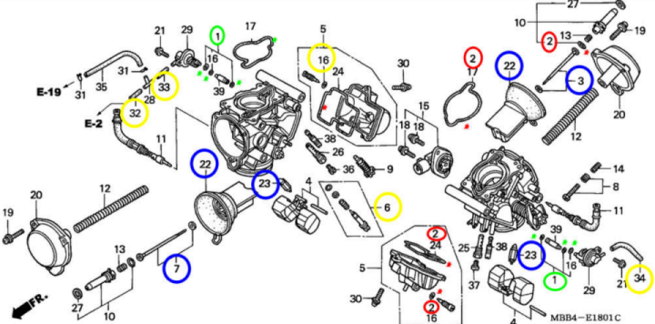 Suggested Honda OEM parts to be replaced when fully rebuilding carbs