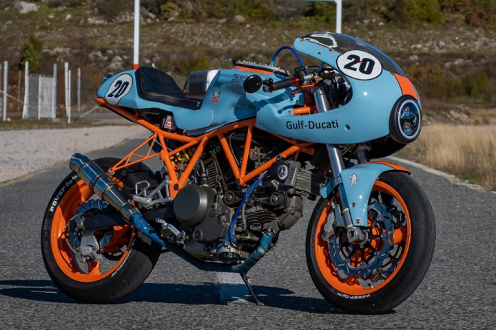 Ducati 750SS Cafe Racer in Gulf colors