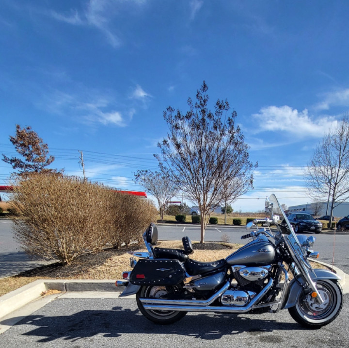 Bike shadow will always follow when the sky is blue . . .