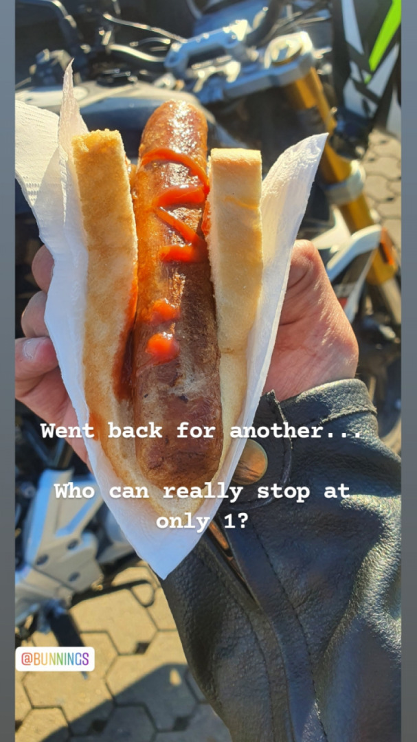 Ahh the freedom of being on your bike and then the sight/smell of the weekend Sausage Sizzle ?