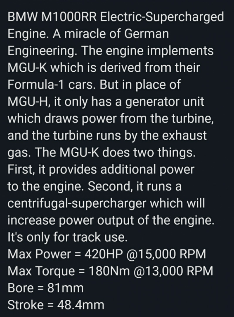 BMW M1000RR Electric supercharged