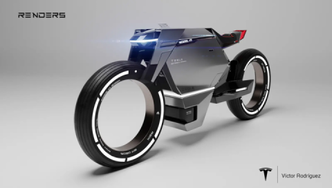 TESLA MODEL M ELECTRIC MOTORCYCLE RENDER