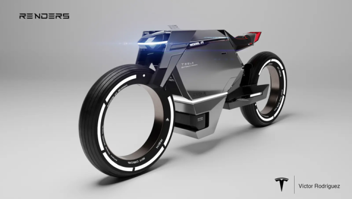 TESLA MODEL M ELECTRIC MOTORCYCLE RENDER