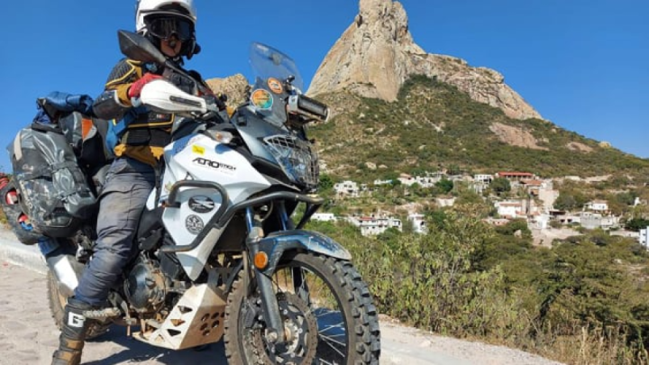 McCutcheon is currently riding from Mexico to South America as part of the first leg of her trip.