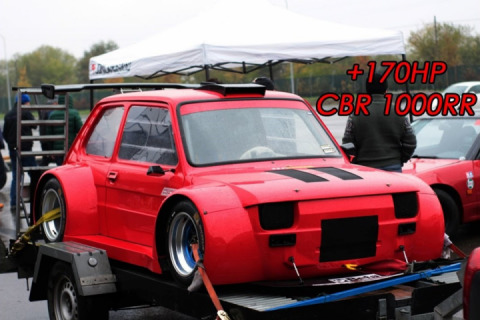 Fiat 126 with a Honda CBR1100XX Inline-Four