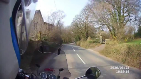 Cruising into Avonwick village 30mph area. Preparing to position wide ...