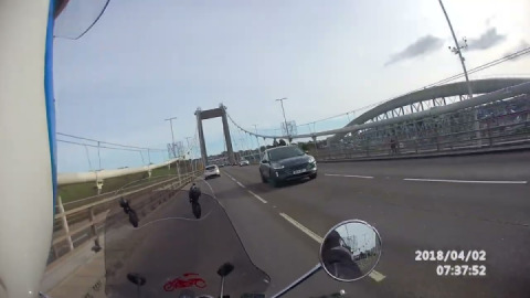 After the tunnel, cometh the light as I cross the Tamar bridge.