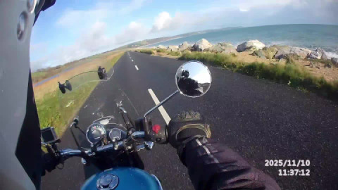On the A379 coast road, savouring the glorious slapton straight.