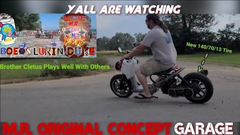 Brother Cletus 1st Time Riding Our Junk Yard Dog Honda Ruckus