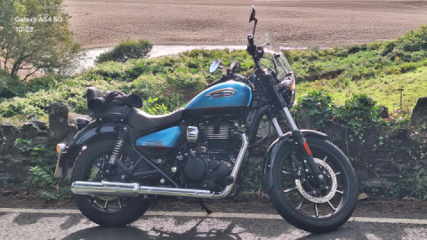 Riding the A379 coast road on a meteor 350.