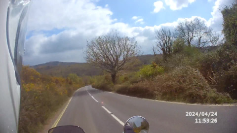 Riding down Newbridge Hill to cross the river dart at Newbridge