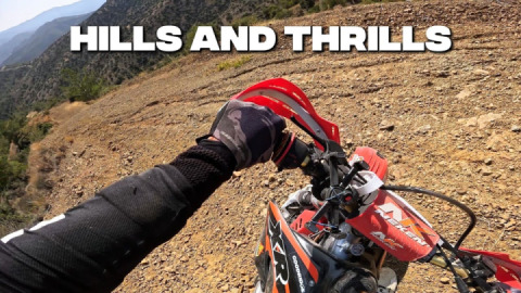 Thumping through the Heat. Honda XR600 attacking big hills.