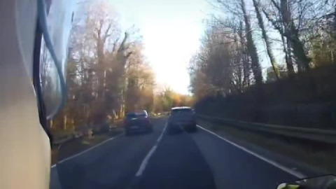 Enjoying the Harcombe bends on the A38 towards Exeter.